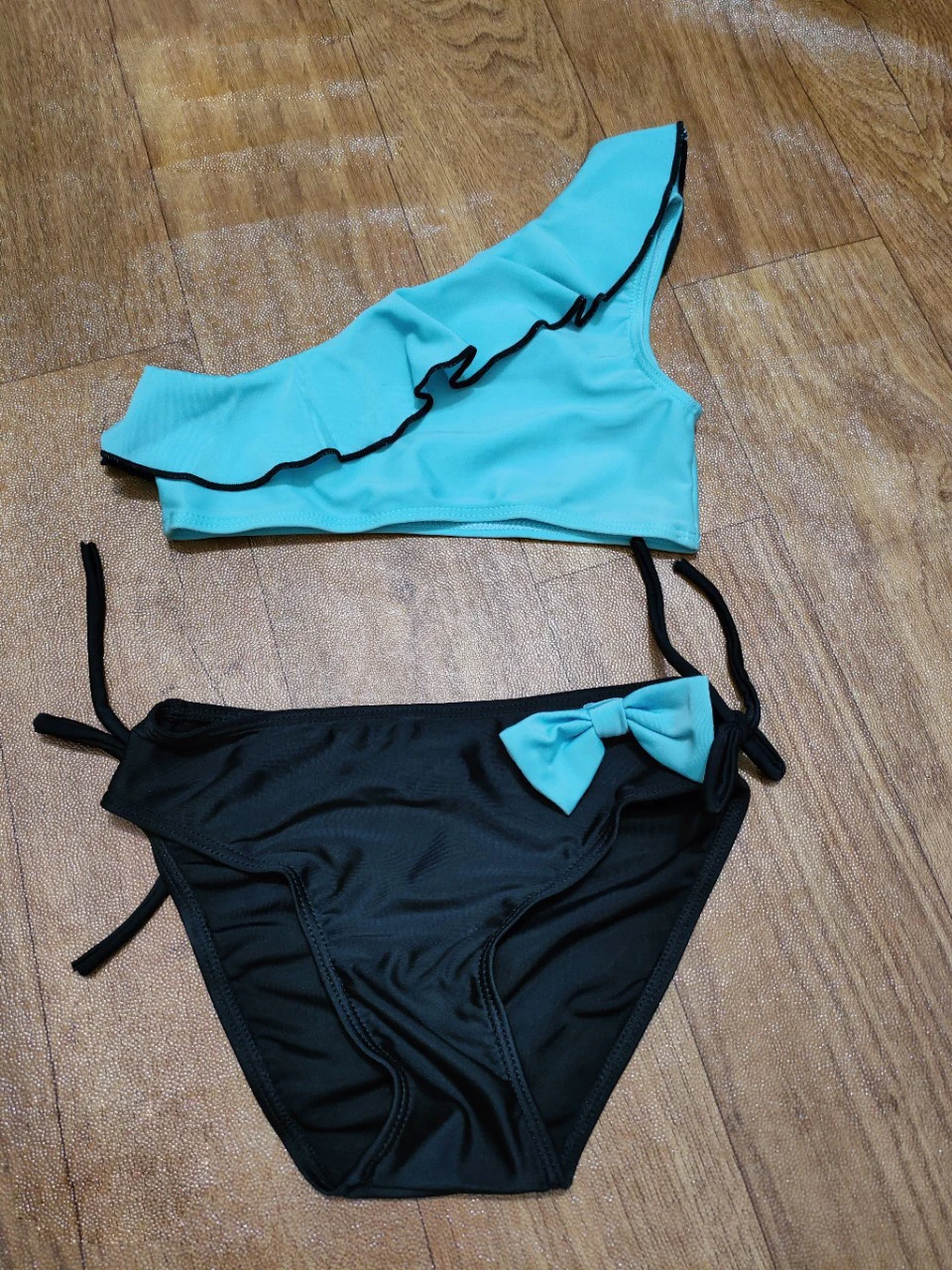 Just Arrivals Bandeau Thin Shoulder Straps Woman Textured Ribbed Cheeky Swimwear stock