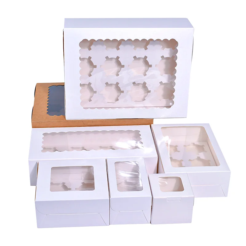 Bakery Cupcake Muffin Cake Egg Tart Dessert Box Custom Transparent Mini Cake Packaging Box with Window for Dessert