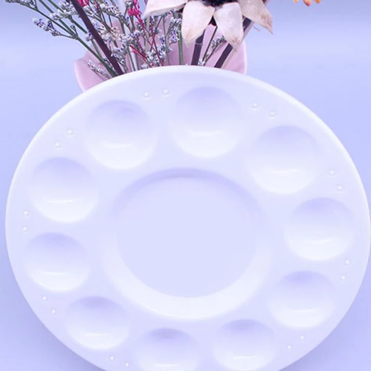 Оптовая продажа, художественные принадлежности, белая акриловая пластиковая масляная Акварельная Палитра 10 лунок, Палетка для рисования для студентов и художников