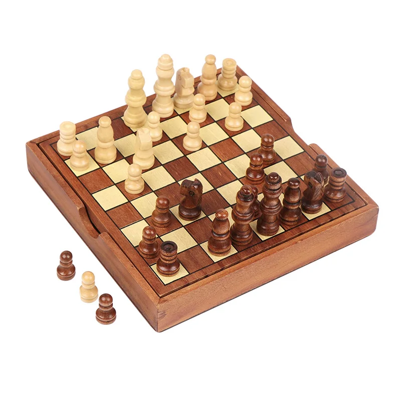 High Quality Custom Wooden Checkers Board Chess Set For Kids Play Game