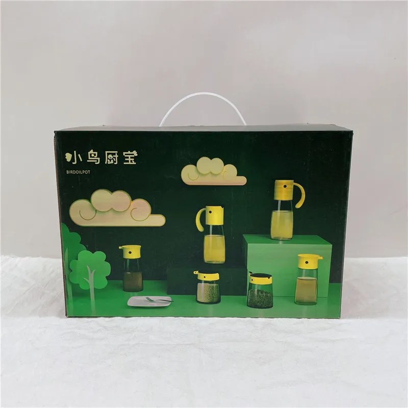 Wholesale High QualityGlass set seasoning jar   Little Bird Kitchen 6 Pieces Cooking Dispenser  Oil and vinegar bottle dispenser