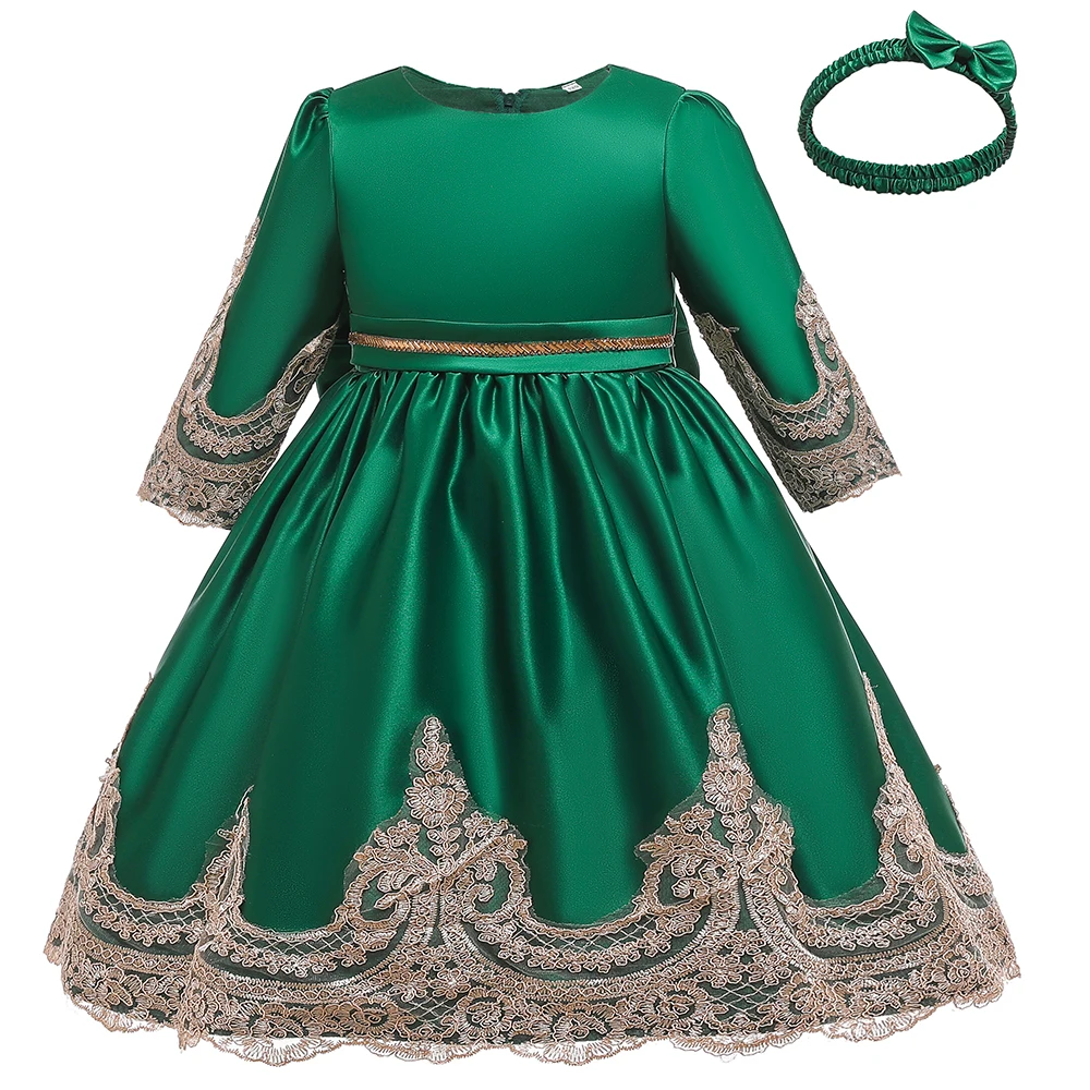 Сетчатое платье, дизайнерская одежда для девочек, кружевное платье с длинными рукавами для новорожденных, Детская праздничная одежда, платье для крещения L5180