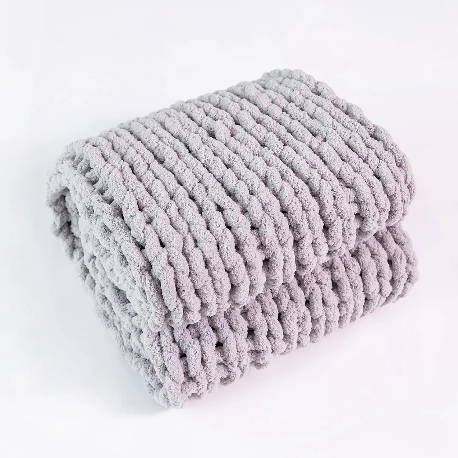 Luxury Soft Cozy Weighted Knitted Throw Nature 100% Handmade Large Throw Bed Chunky Chenille Blanket