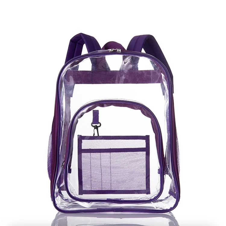 100% clear Plastic Shoulder Backpack Bag with Adjustable Handles Customized Transparent PVC Bag Travel Bag for Daily Use
