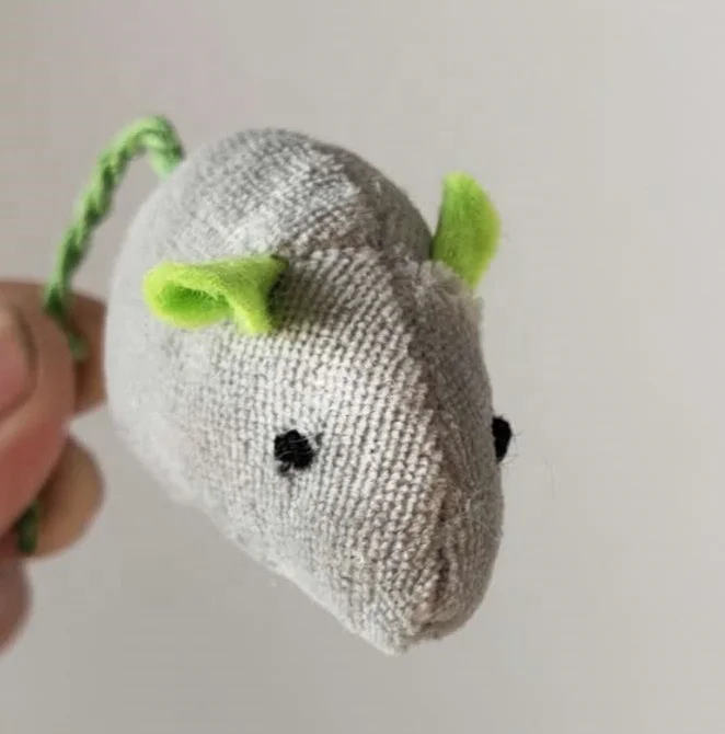 Faux Fur Mouse Cat Toy with Feather tail for Cat Scratch Interactive Moving  Emulational Cat Mice Toy