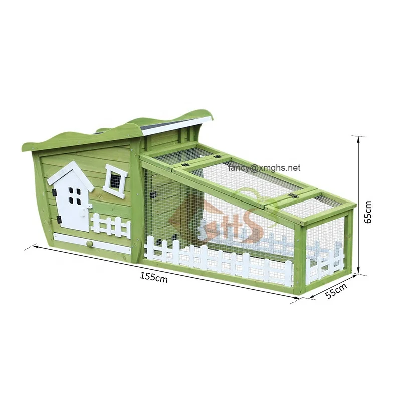 middle size customized fast delivery green and white fir wood cedar metal wire rabbit hutch small animal cages