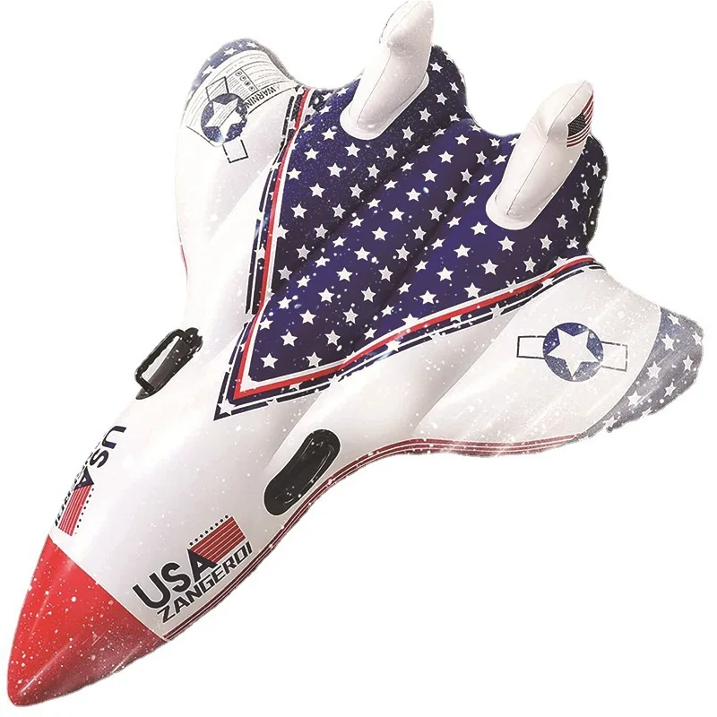 Custom winter adult PVC inflatable snow tube Novel airplane sleigh toy with handle for children