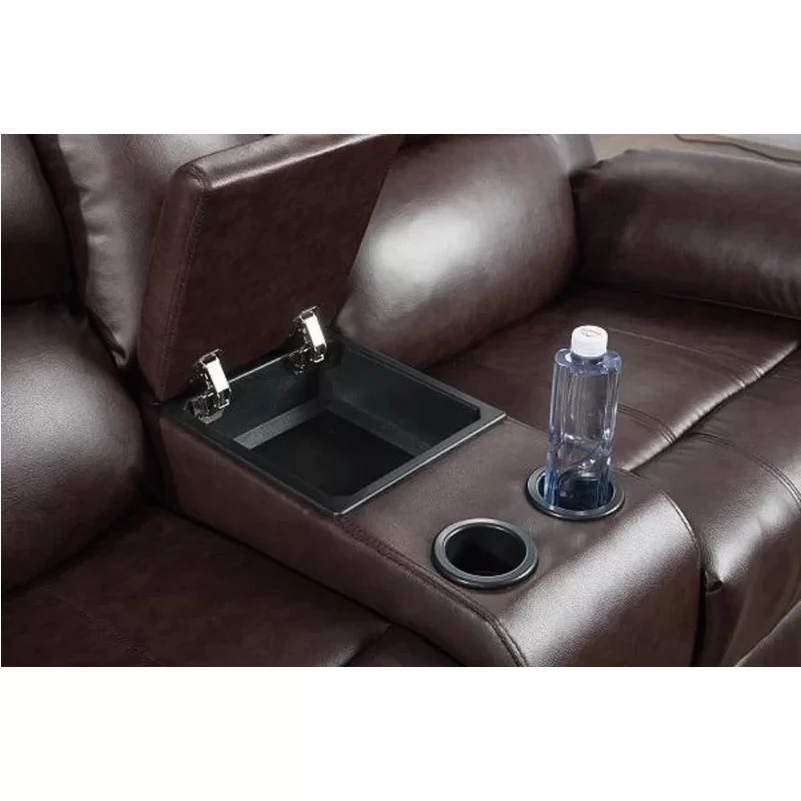 Sans Classic American Manual Air Leather 3+2+1 Recliner Sofa Set Reclining Living Room Set Motion Sofa With Drop Down Table