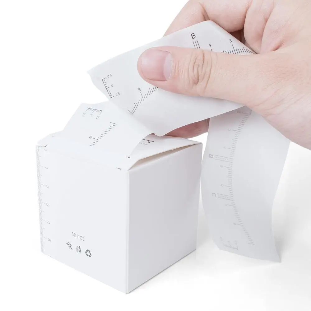 Disposable 50pcs Semi Permanent Plastic Eyebrow Ruler Microblading Eyebrow Ruler Sticker Brow Mapping Stickers