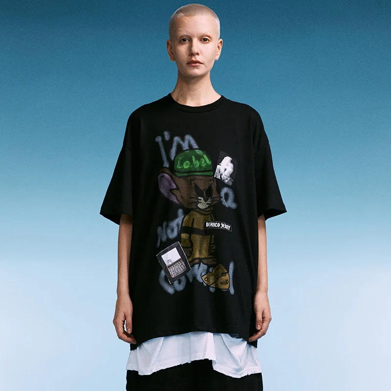 Летняя модная уличная одежда унисекс с принтом Джерри, новинка 2021, Мужская футболка большого размера с мультяшным графическим принтом, на заказ