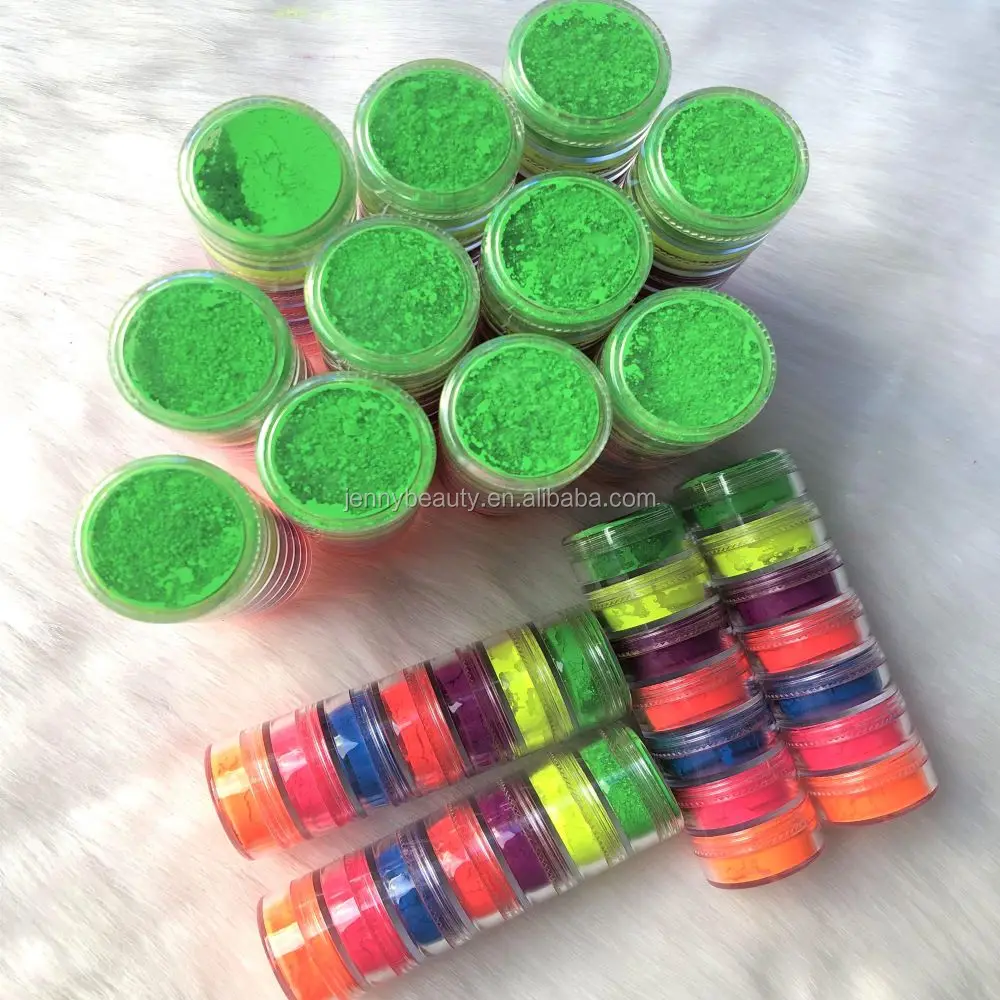 
Make your own logo neon pigment stack 7 colors loose powder Custom private label loose neon powder 