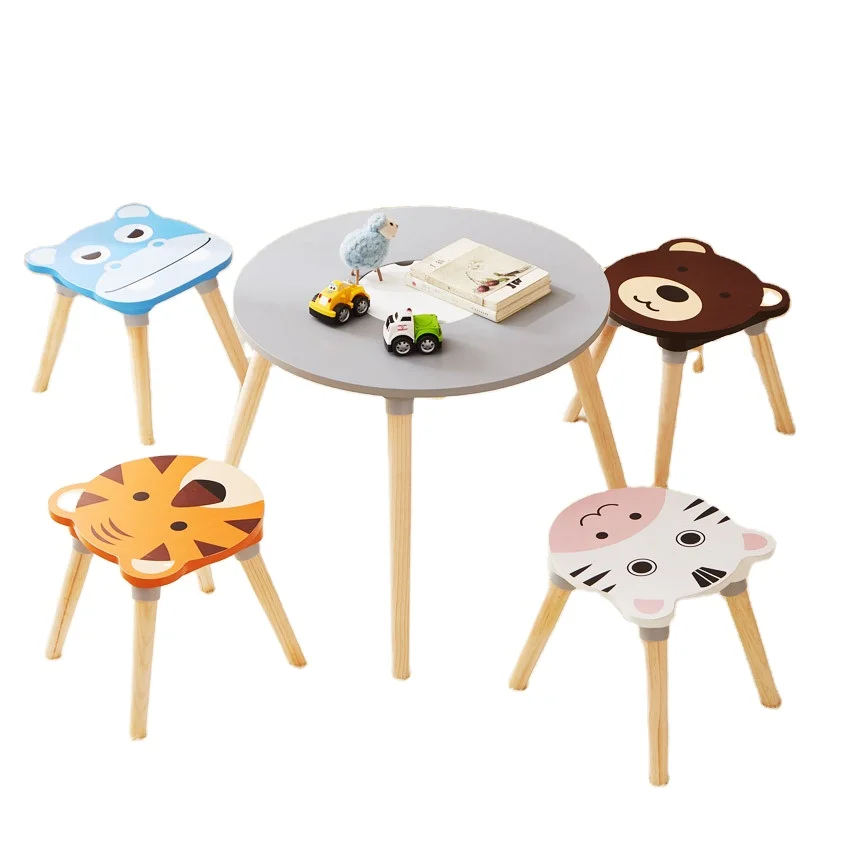 Baby Furniture Cute Cartoon Patterns Kids Studying Table and Chair set Customized Color OEM ODM