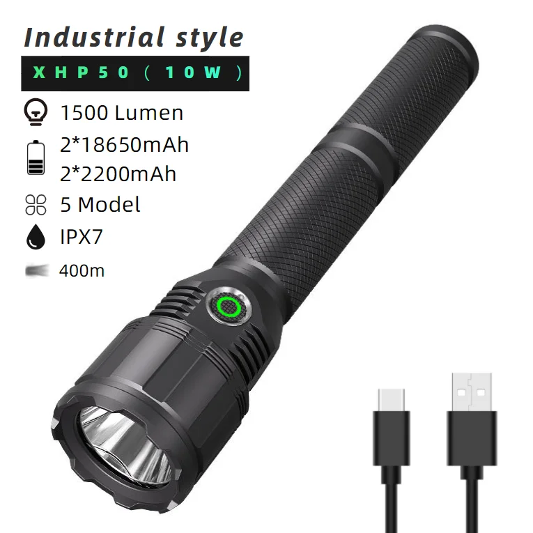OEM NEW hand light XHP50 XHP70 XHP90 Flashlight Long Range Led Torch Light TYPE-C Rechargeable Portable Torch light
