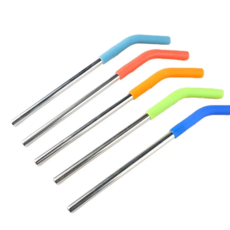 Custom Colorful Silicone 304 Stainless Steel MetalDrinking Straws