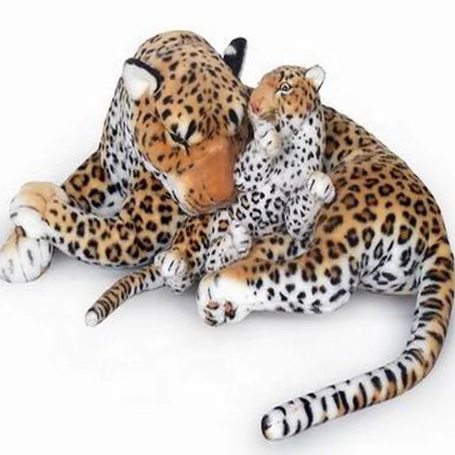 Simulated Stuffed tiger With Baby Realistic Plush White tiger Mother With Baby Stuffed Toy