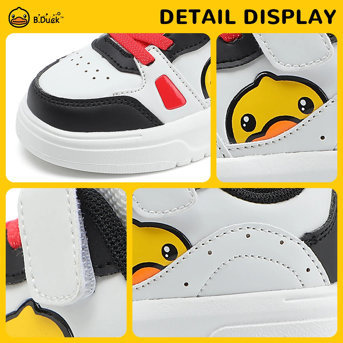 B.Duck Kids Sneakers Duck Walking Shoes Casual Tennis Shoes Low Top Non-Slip with Hook and Loop