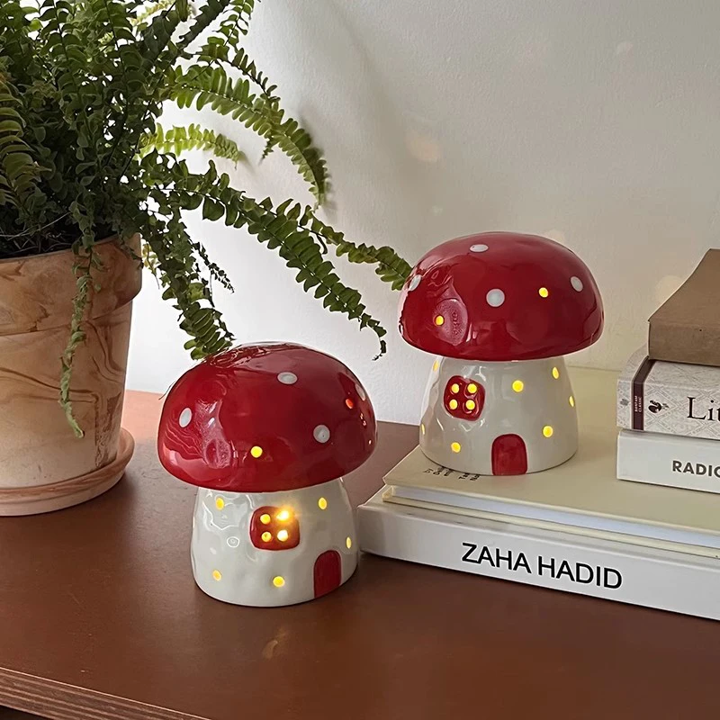 Creative mushroom small night light home bedroom bedside cabinet decor Nordic style fantasy ceramic table lamp for birthday gift