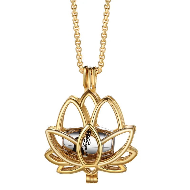 Cremation Jewelry for Ashes Mini Keepsake Urn Memorial Ash Necklace Lotus Flower Ashes cremation urn pendant