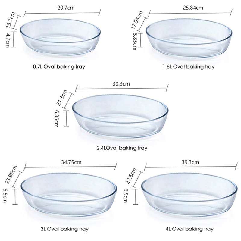 Wholesale Heat Resistant High Borosilicate Glass Tableware /Oval Glass Baking Dish