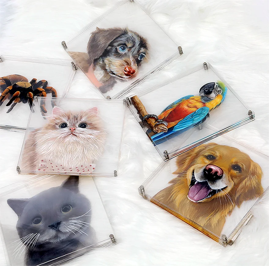Pet stereoscopic painting naked eye 3d stereoscopic painting custom art handmade pet hand-painted oil painting acrylic custom