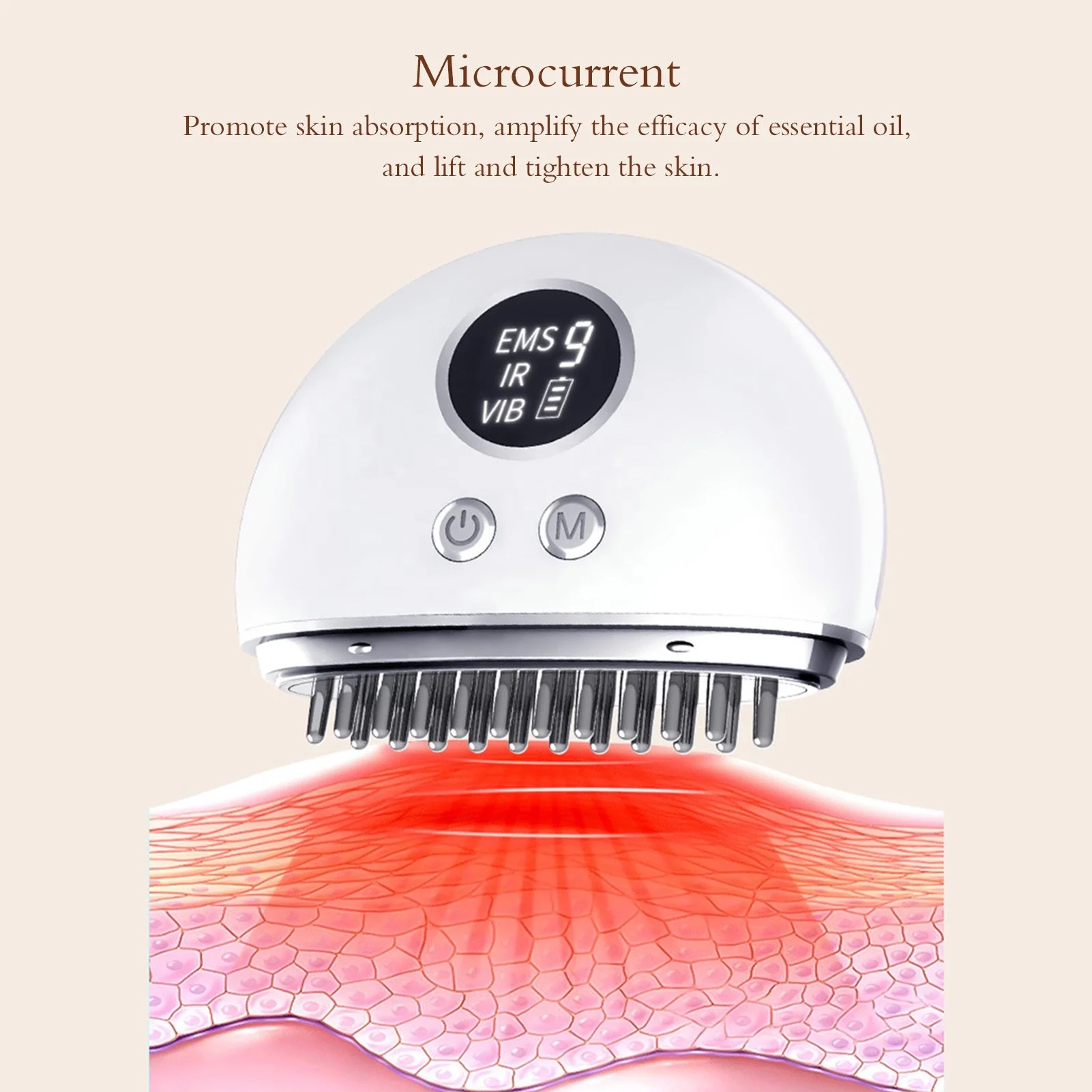 Electric Massager For Body Vibration EMS Microcurrent Infrared Therapy Facial Scraping Comb Dredging Meridian Massage Brush