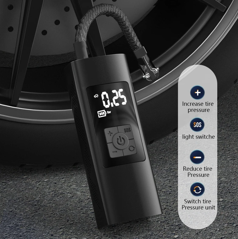 Football Car Bike Pump Digital Rechargeable Multi Function Mini Portable Air Compressor For Car Tires