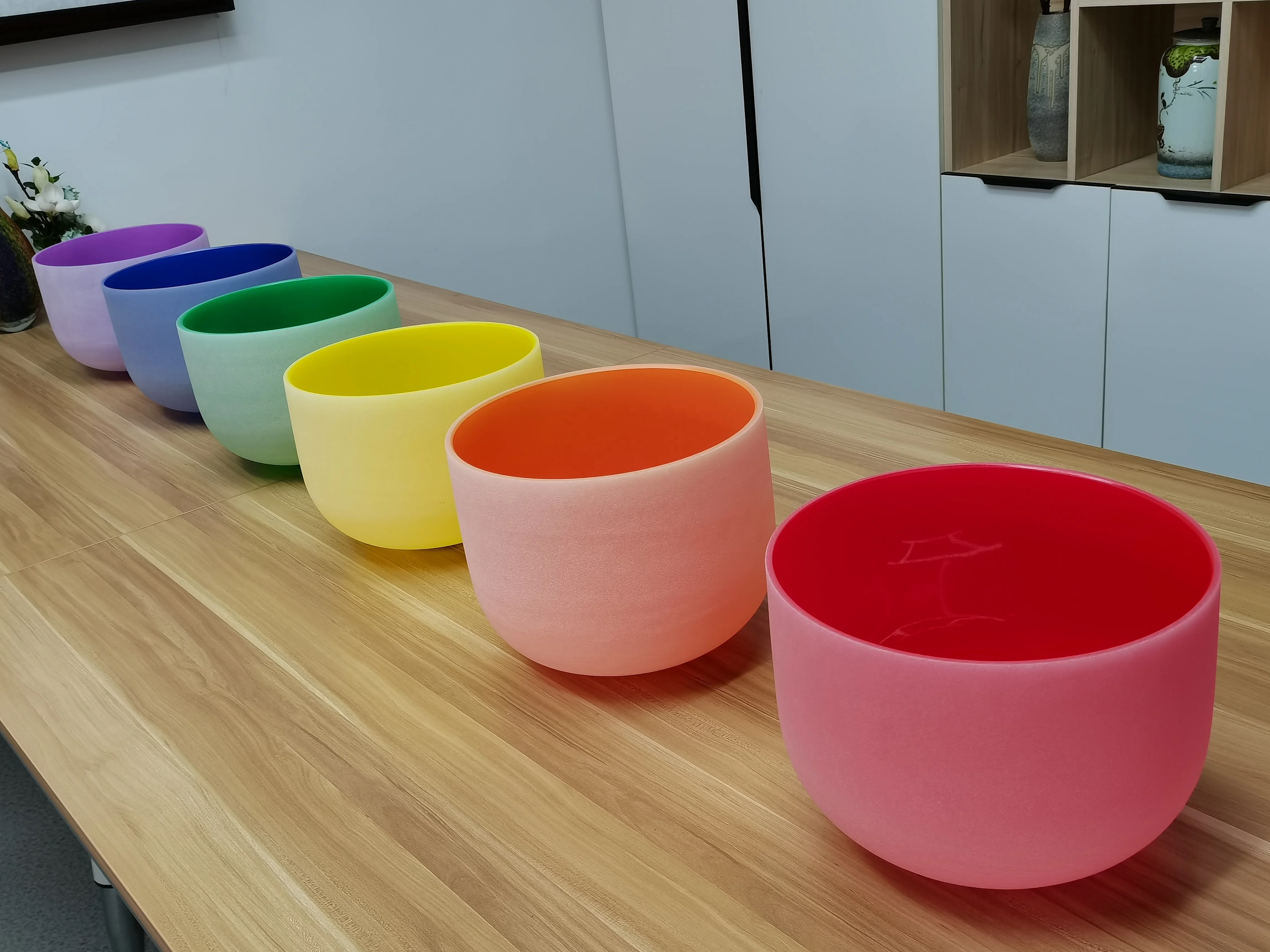 Набор чакр с кольцевой озвучкой 6-12, чаша для пения из матового кварцевого кристалла, оптовая продажа с завода, 440 Гц и 432 Гц