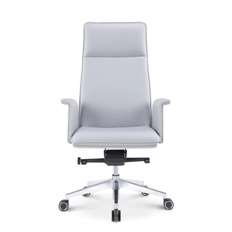 Swivel chair office furniture ergonomic gas lift gray leather high back office chair