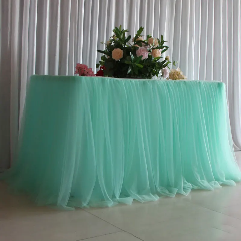Wholesale Table Skirts For Wedding Party Buffet Decoration High Quality Soft Tulle Ruffle Tutu Table Skirt