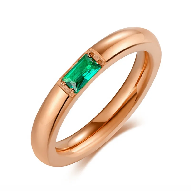 Gemnel 925 sterling silver jewelry 14k gold plated emerald green cut band ring
