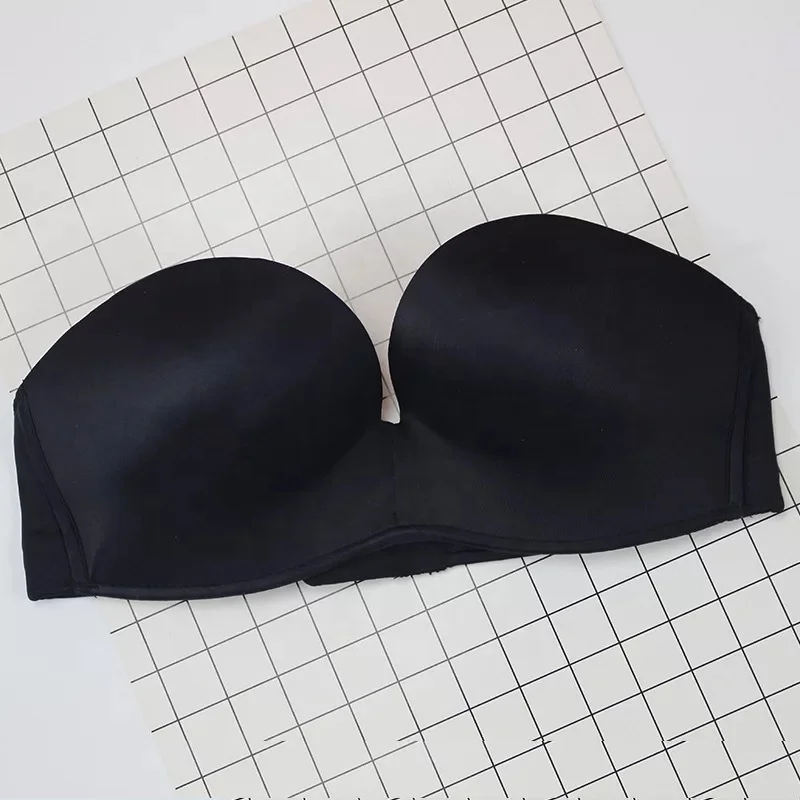 
1908 Plus Size Women Anti-slip Sexy Wireless Anti-skid Lace Fancy Girl Backless Tube Top Invisible Strapless Push Up Bra 