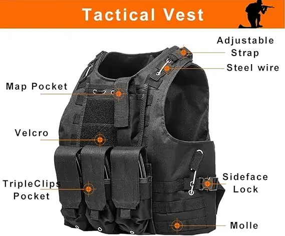 Adjustable Airsoft Vest Lightweight Oxford Clothing Outdoor Safety Protection Tactical Vest Black