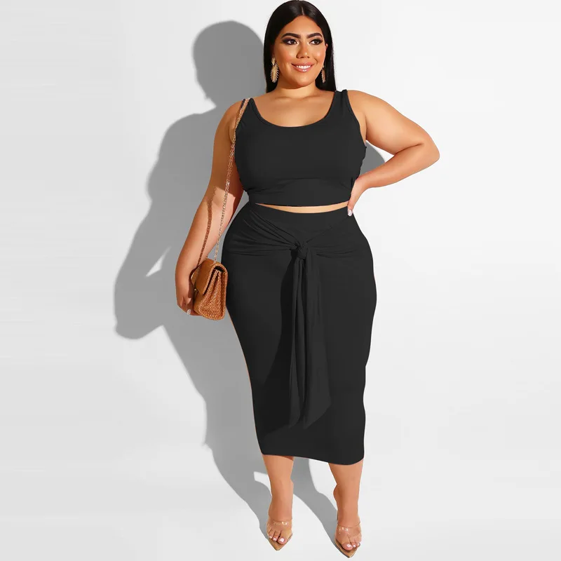 XINYU women clothing plus size shirt for women tracksuit 2pieces sets crop top hot sales plus size women dresses 4xl 5xl 6xl 7xl