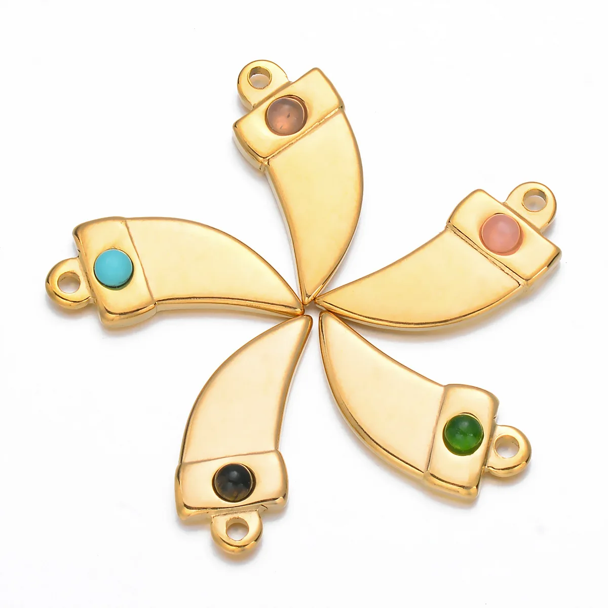 Chic Stainless Steel Natural Stone Dagger Pepper Pendant for Necklace Bracelet Dangle Charms Jewelry DIY Making Supplies