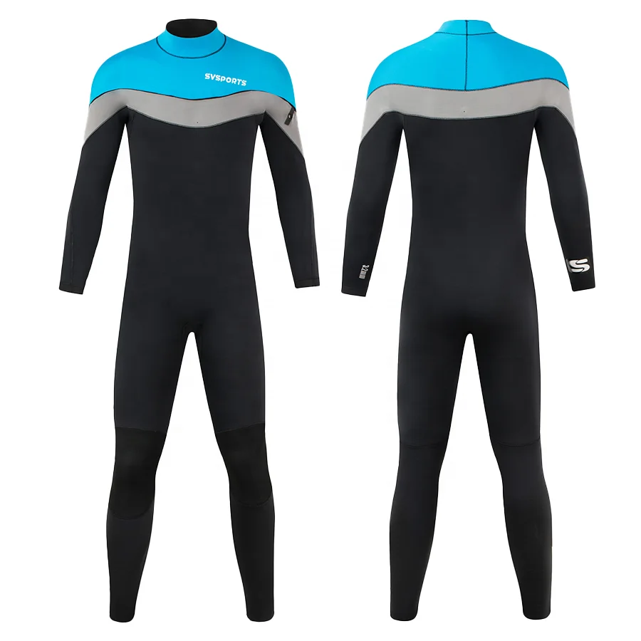 SVSPORTS custom Logo 2/3mm Neoprene Warm Fabric Lining Chest Zip Color matching Wetsuit Men Surfing Suit