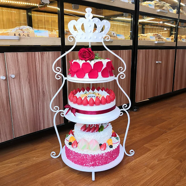 European Metal Creative 3 Tier Stable Cake Support Stand Round Baking Display Tray Plate Birthday Wedding Cake Stand