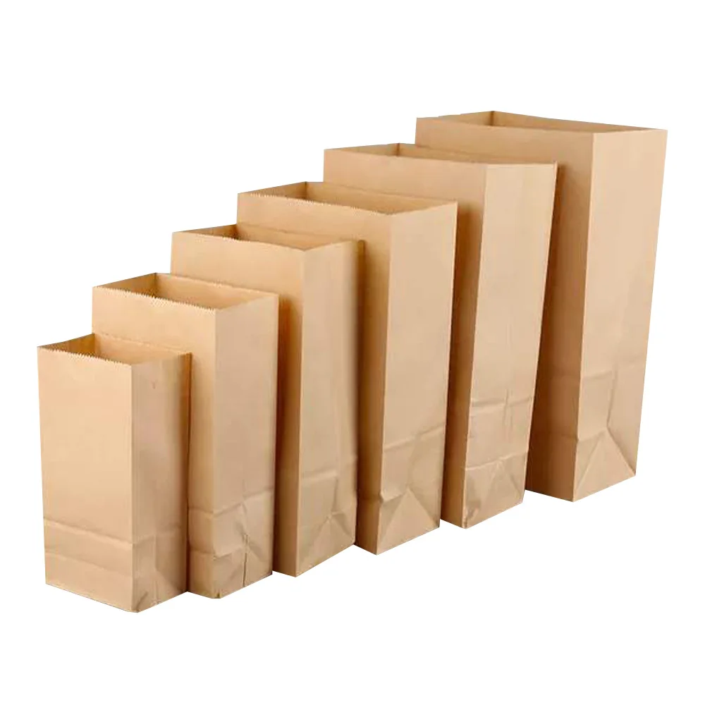 Custom Logo Printed Kraft Paper Bags Modern Design Rectangle Shape Foldable Recyclable Packaging Snack Bread Food 5kg Capacity