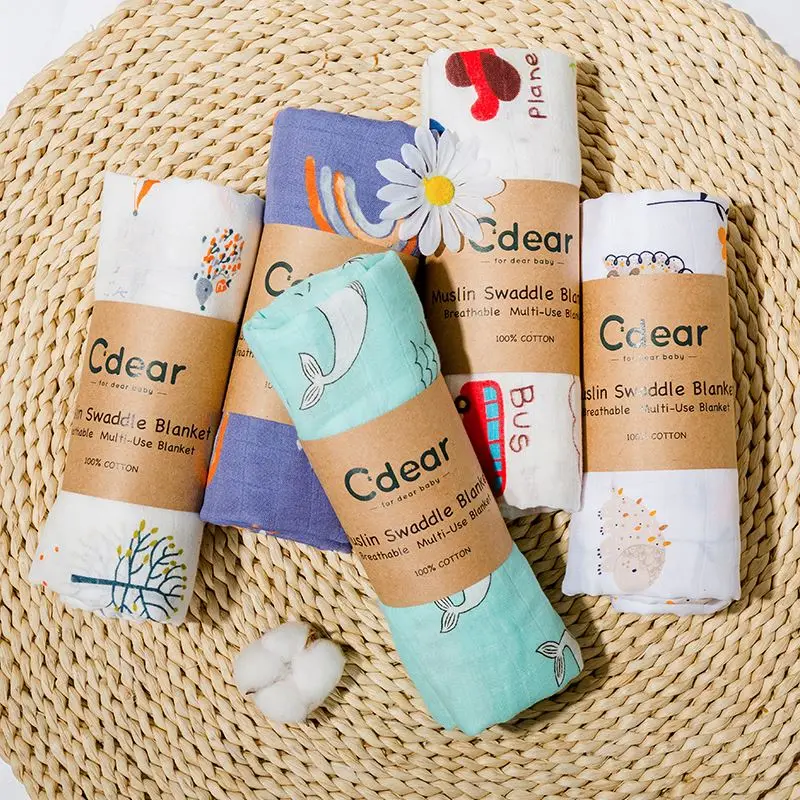 
Wholesales Double Layer Bamboo Cotton Fiber Muslin Swaddle Baby Blankets 