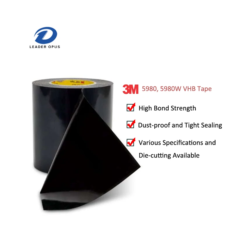 
High Bond Strength Black Color 5980 5980WT Die Cutting 3M VHB Double Sided Tape for Sales 