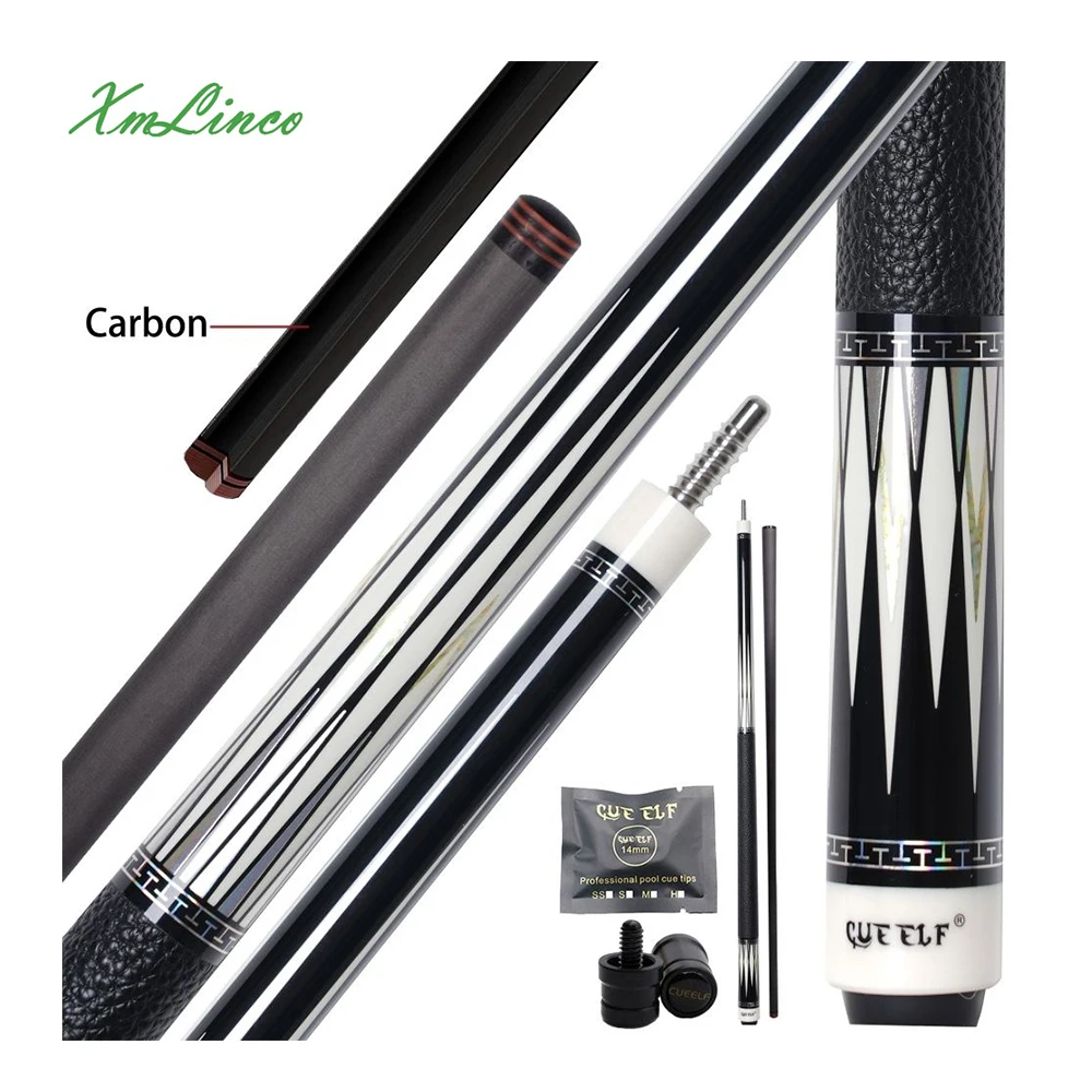 Xmlinco Billiard Pool Cue  Carbon Fiber Shaft Real Leather Warp 1/2 Split Cue12.5mmTip Size High Technology High Grade Sticker