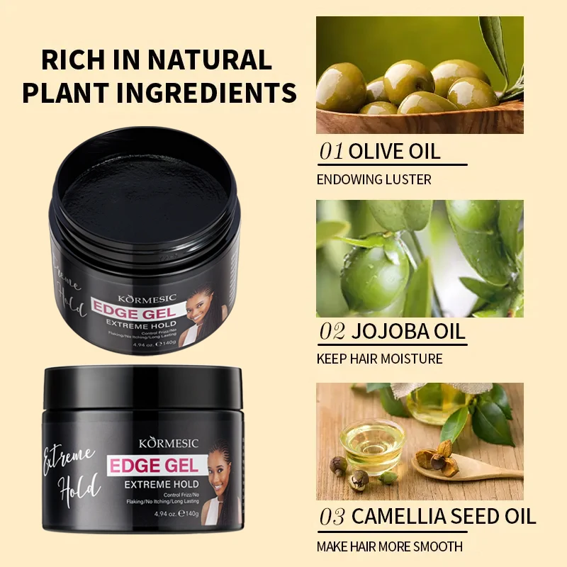 KORMESIC OEM organic wholesale vendor custom strong extra hold pomade hair braid gel for braids