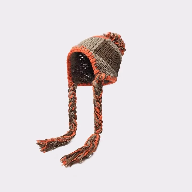 Custom Earflap Beanie Ski Hat Knit Pattern Earflaps Hand Knitted Ear Cover Warmth Gorros Headgear Leifeng Winter Hat