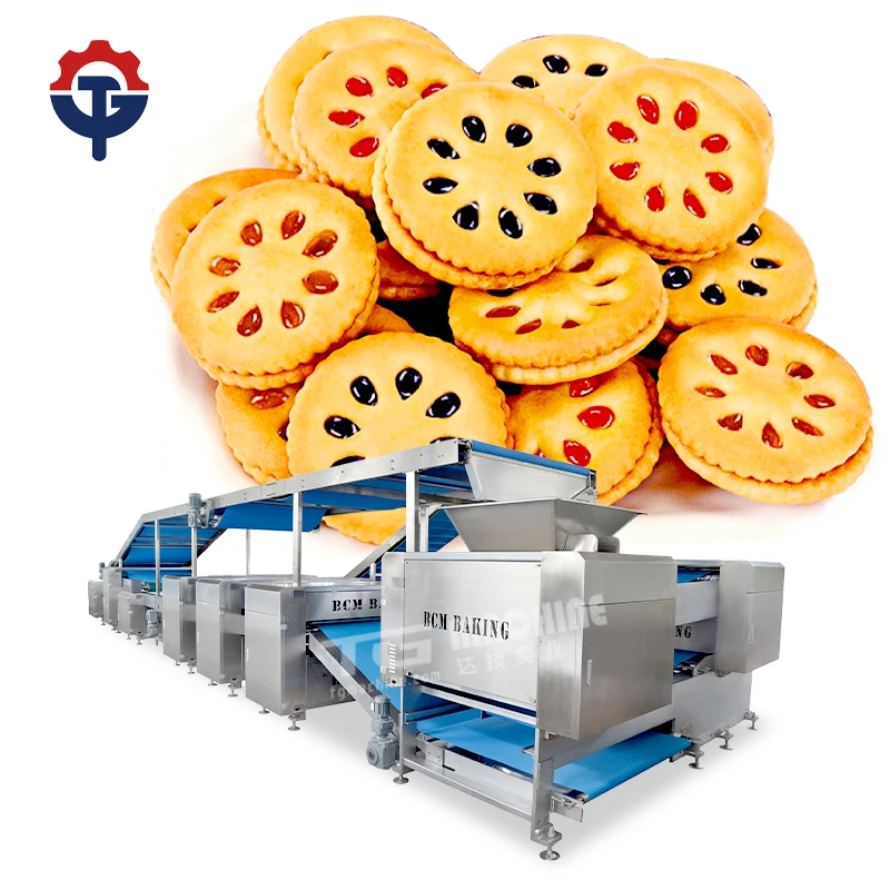 Multi-functional automatic super durable rotary oven jam sandwich biscuit production line Oat cookie making equipment