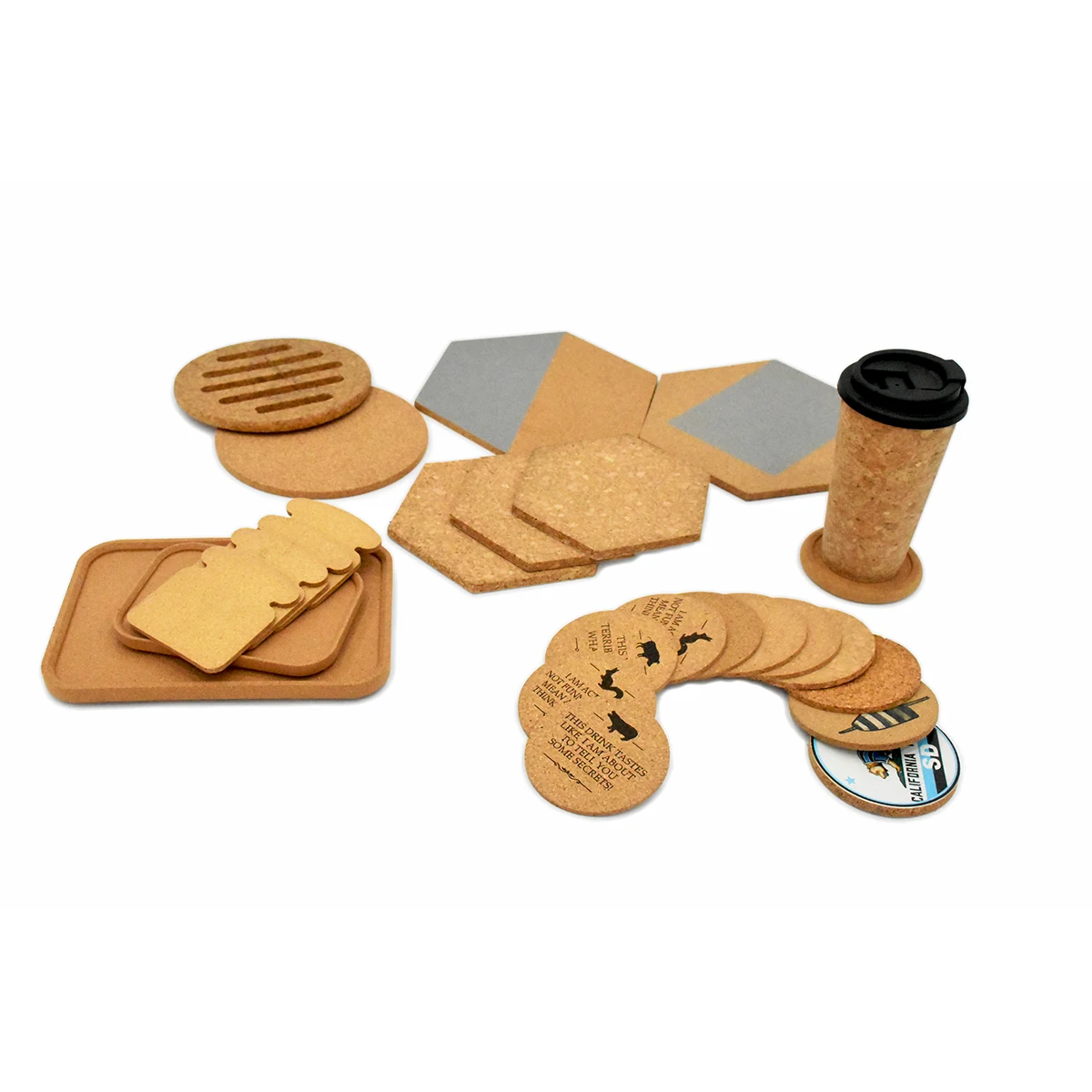 Wholesale Nature Color Blank Customized Drink Cork Placemats and Cork Coaster with Paper Box