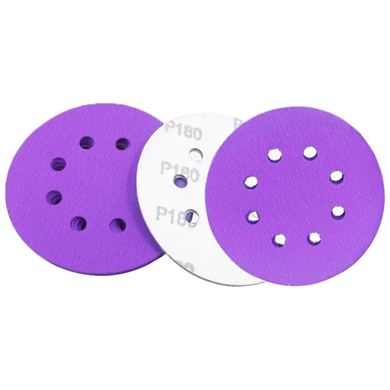 Abrasives tools purple ceramic flock sanding disc hook and loop sanding disc sandpaper 125mm sanding disc