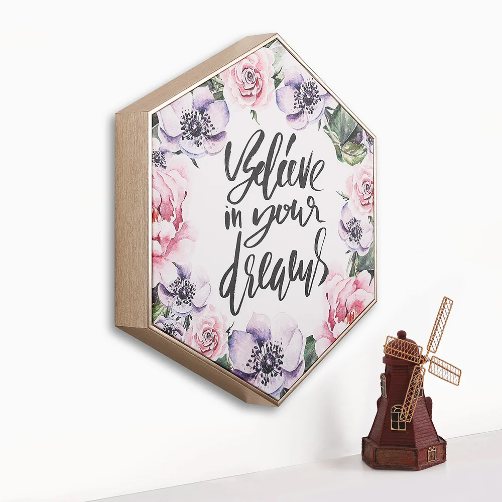 Настенные подвески для домашнего декора, шестиугольные настенные художественные картины с рамкой на холсте