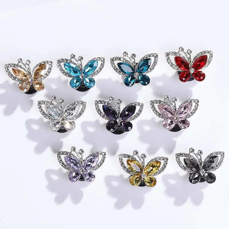 Grass Crystal butterfly Charm Luxury Bling Shoe Decorate Rhinestone Alloy Fashion Shoe Charm