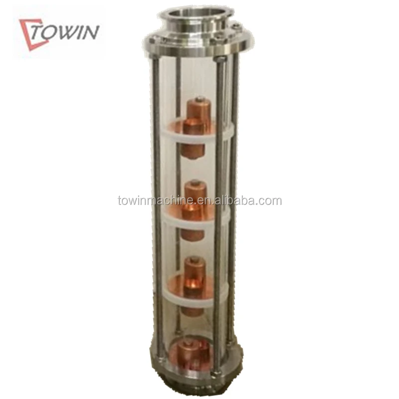 glass reflux still,glass distiller column with copper bubble plate