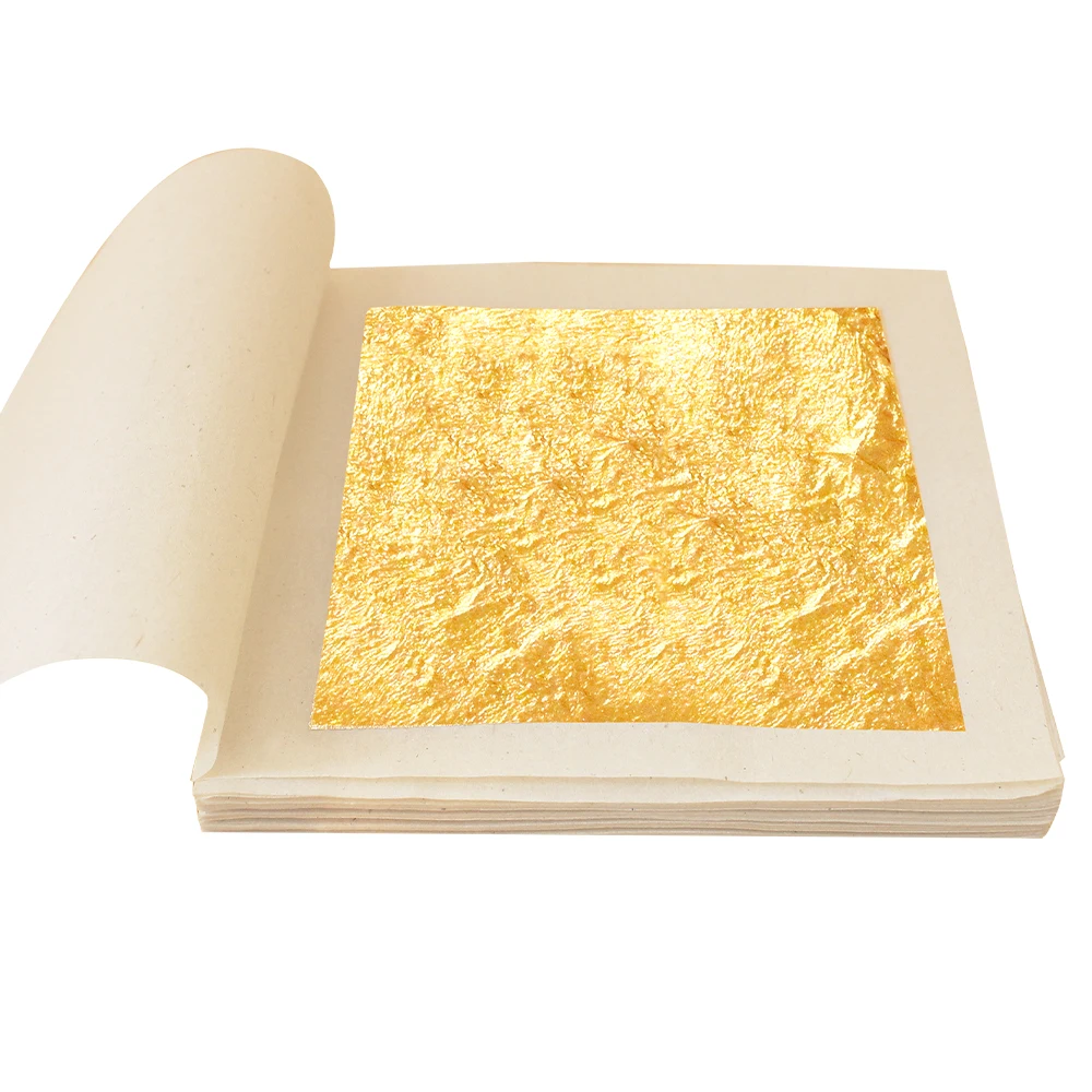 8 x 8 cm Genuine 24K Gold Leaf Foil Facial Mask Skin Care Cake Ice Cream Decoration 99.9% Gold Foil Sheets Edible Gold Leaf