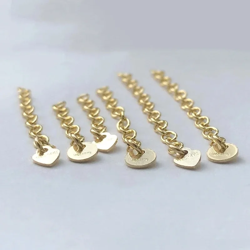 Gold Filled 2.3mm Extension Chain 2/3/4/5CM Cable Link Extender Chain With 1/20 14K Stamped 4mm Circle 3.5mm Heart Tail
